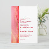 Summery Pink Blue Wedding Uitnodiging (Staand voorkant)
