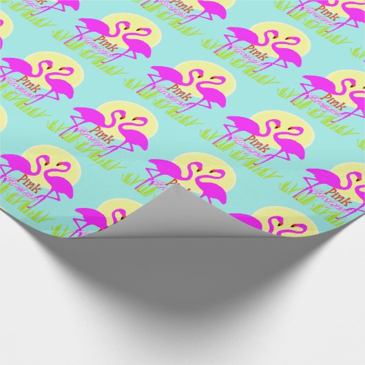 Summery Pink Flamingo Sunrise Cadeaupapier (Hoek)