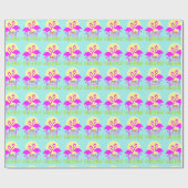 Summery Pink Flamingo Sunrise Cadeaupapier (Vlak)