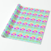 Summery Pink Flamingo Sunrise Cadeaupapier (Uitgerold)