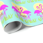 Summery Pink Flamingo Sunrise Cadeaupapier (Rol Hoek)