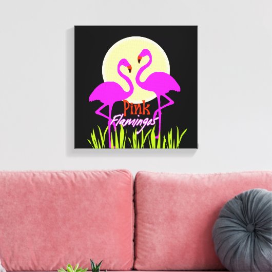  Summery Pink Flamingo Sunrise Canvas Afdruk (Insitu (Woonkamer))
