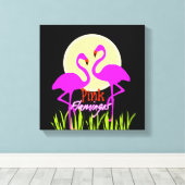  Summery Pink Flamingo Sunrise Canvas Afdruk (Insitu (Houten vloer))