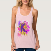 Summery Pink Purple Flowers Leaves Name Monogram Tanktop (Voorkant)