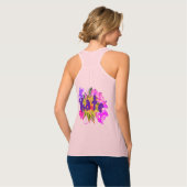 Summery Pink Purple Flowers Leaves Name Monogram Tanktop (Volledige Achterkant)