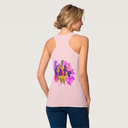 Summery Pink Purple Flowers Leaves Name Monogram Tanktop (Volledige Achterkant)