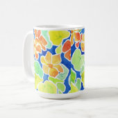 Summery Scarlet Red, Oranje en Geel Nasturtium Koffiemok (Voorkant links)