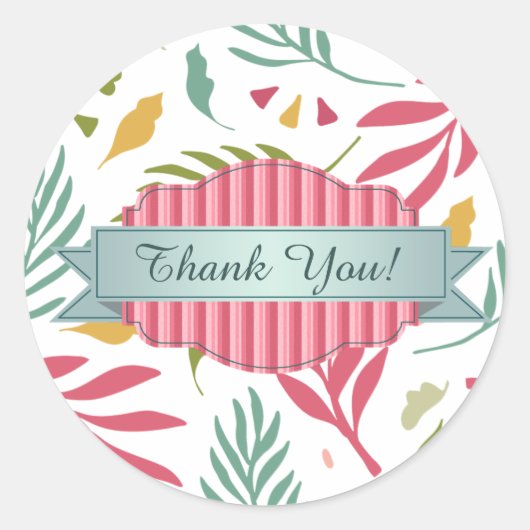 Summery Scattered Leaf Pattern ID387 Ronde Sticker (Voorkant)