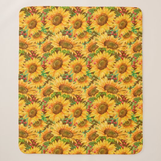 Summery Sunflower Sherpa Blanket Deken (Voorkant)