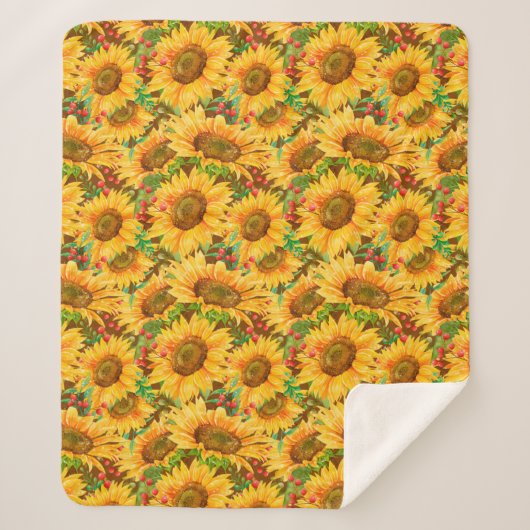 Summery Sunflower Sherpa Blanket Sherpa Deken (Voorkant)