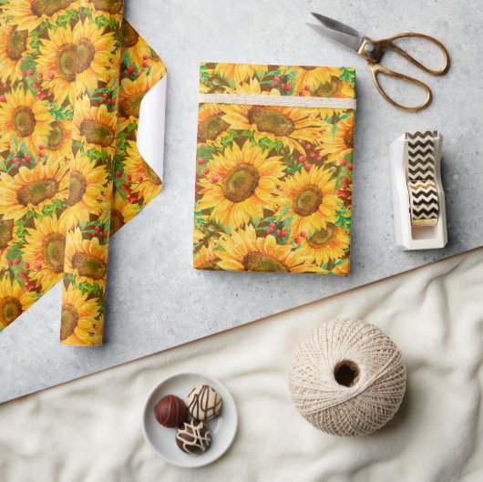 Summery Sunflower Wrapping Paper Cadeaupapier (Crafts)