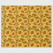 Summery Sunflower Wrapping Paper Cadeaupapier (Vlak)