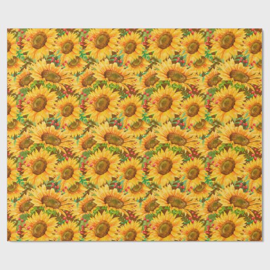 Summery Sunflower Wrapping Paper Cadeaupapier (Vlak)