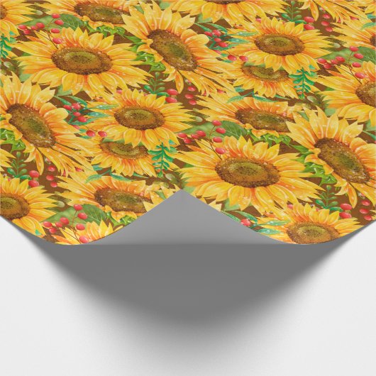 Summery Sunflower Wrapping Paper Cadeaupapier (Hoek)