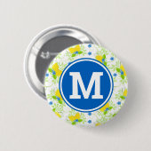 Summery White en Yellow Lemons Floral Pattern Ronde Button 5,7 Cm (Voorkant /achterkant)