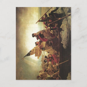 Summiere Beschrijving Washington die de Delawa kru Briefkaart