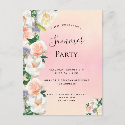 Summiere floralen koraalperappel briefkaart (Voorkant)