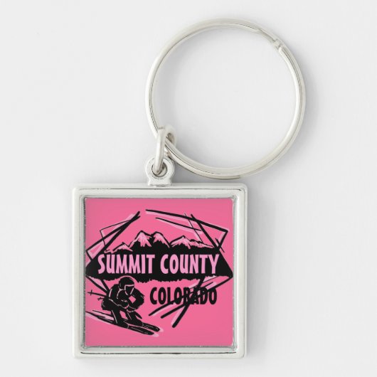 Summit County Colorado roze ski logo sleutelhanger (Voorkant)