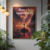 Summit Serenity: Man met uitzicht op het bergmeer Poster