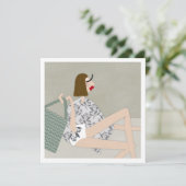 Sumner Beach Babe Mode Illustratie Kaart (Staand voorkant)