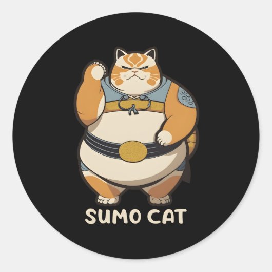 Sumo Cat Kat Wrestler Ronde Sticker (Voorkant)