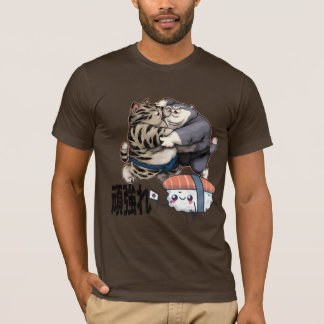 Sumo Cats Fight for Sushi Kawaii Japans T-shirt