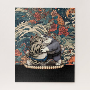 Sumo Katten met Japanse Kunst Achtergrond Legpuzzel