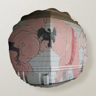 Sumo Muurschildering Kunst Rond Kussen