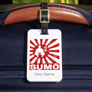 Sumo Retro Wrestler Japans  Ontwerp Bagagelabel