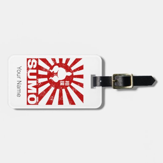 Sumo Retro Wrestler Japans  Ontwerp Bagagelabel (Voorkant horizontaal)