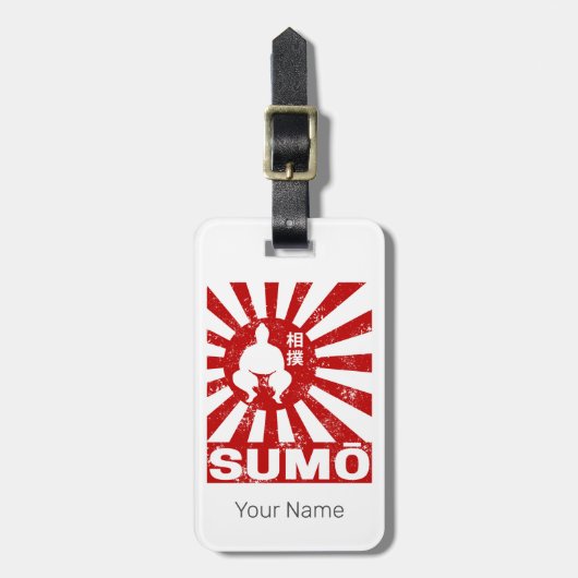 Sumo Retro Wrestler Japans  Ontwerp Bagagelabel (Voorkant verticaal)