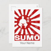 Sumo Retro Wrestler Japans  Ontwerp Feestdagenkaart (Voorkant / Achterkant)