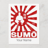 Sumo Retro Wrestler Japans Ontwerp Feestdagenkaart (Voorkant)