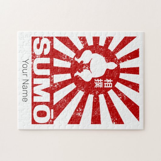 Sumo Retro Wrestler Japans Ontwerp Legpuzzel (Horizontaal)