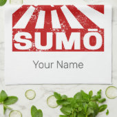 Sumo Retro Wrestler Japans  Ontwerp Theedoek (Gevouwen)