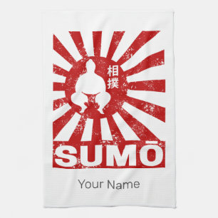 Sumo Retro Wrestler Japans Ontwerp Theedoek