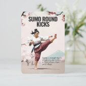 Sumo Round Kicks Fitness Kaart met Roze Rug (Staand voorkant)