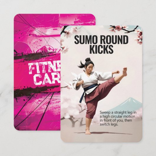 Sumo Round Kicks Fitness Kaart met Roze Rug (Voorkant / Achterkant)
