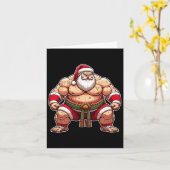 Sumo Santa Japanse worstelaar Japan Cool Kerstmis Kaart (Gele Bloem)