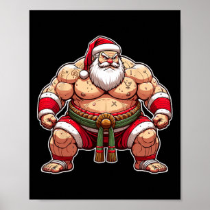 Sumo Santa Japanse worstelaar Japan Cool Kerstmis Poster