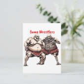 Sumo Skelet Wrestlers in actie Briefkaart (Staand voorkant)