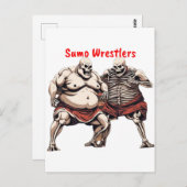 Sumo Skelet Wrestlers in actie Briefkaart (Voorkant / Achterkant)