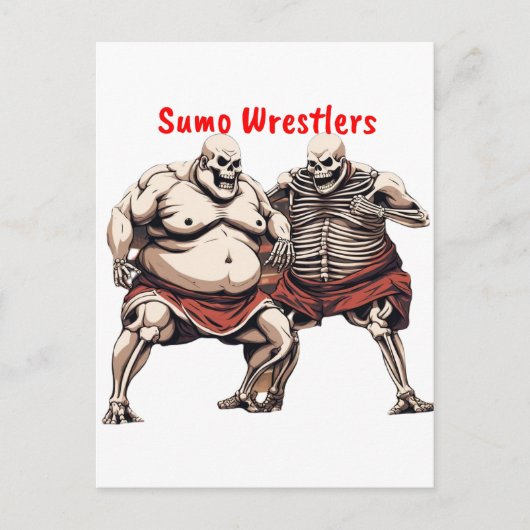 Sumo Skelet Wrestlers in actie Briefkaart (Voorkant)