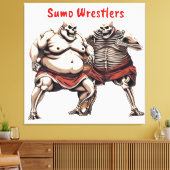 Sumo Skelet Wrestlers in actie Canvas Afdruk (Insitu (Woonkamer))