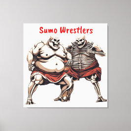 Sumo Skelet Wrestlers in actie Canvas Afdruk
