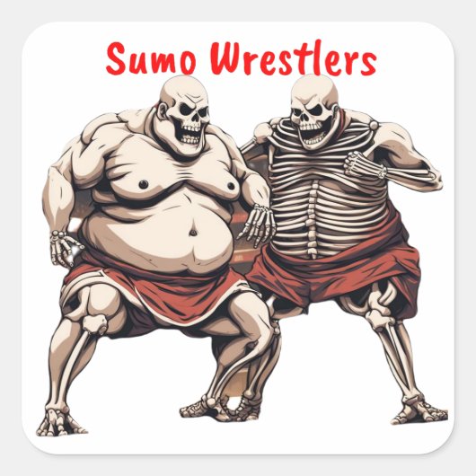 Sumo Skelet Wrestlers in actie Vierkante Sticker (Voorkant)