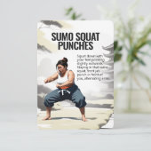 Sumo Squat Punches Fitness Kaart met Blauwe Achter (Staand voorkant)