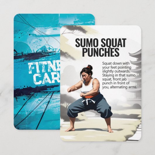 Sumo Squat Punches Fitness Kaart met Blauwe Achter (Voorkant / Achterkant)