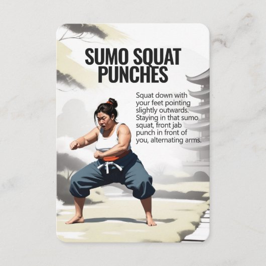 Sumo Squat Punches Fitness Kaart met Roze Rug (Voorkant)