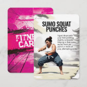 Sumo Squat Punches Fitness Kaart met Roze Rug (Voorkant / Achterkant)